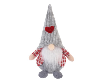 Xmas Faceless Doll Plaid Long Hat-Grey V1263-JX-794