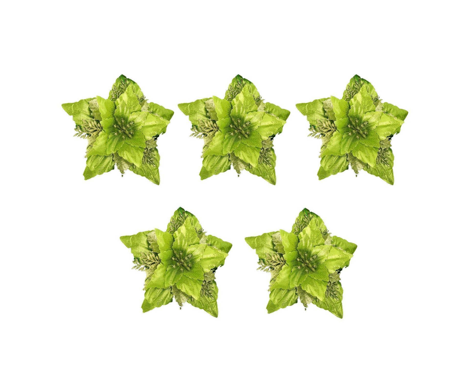 5Pcs Artificial Xmas Flower Leaves-Army Green V1263-JX-795