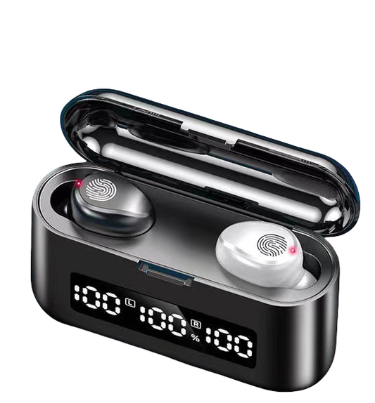 Wireless Earphones - Memory Pairing Noise Cancelling - In-ear Sports Earphones for Phone - Black White V1263-JX-8
