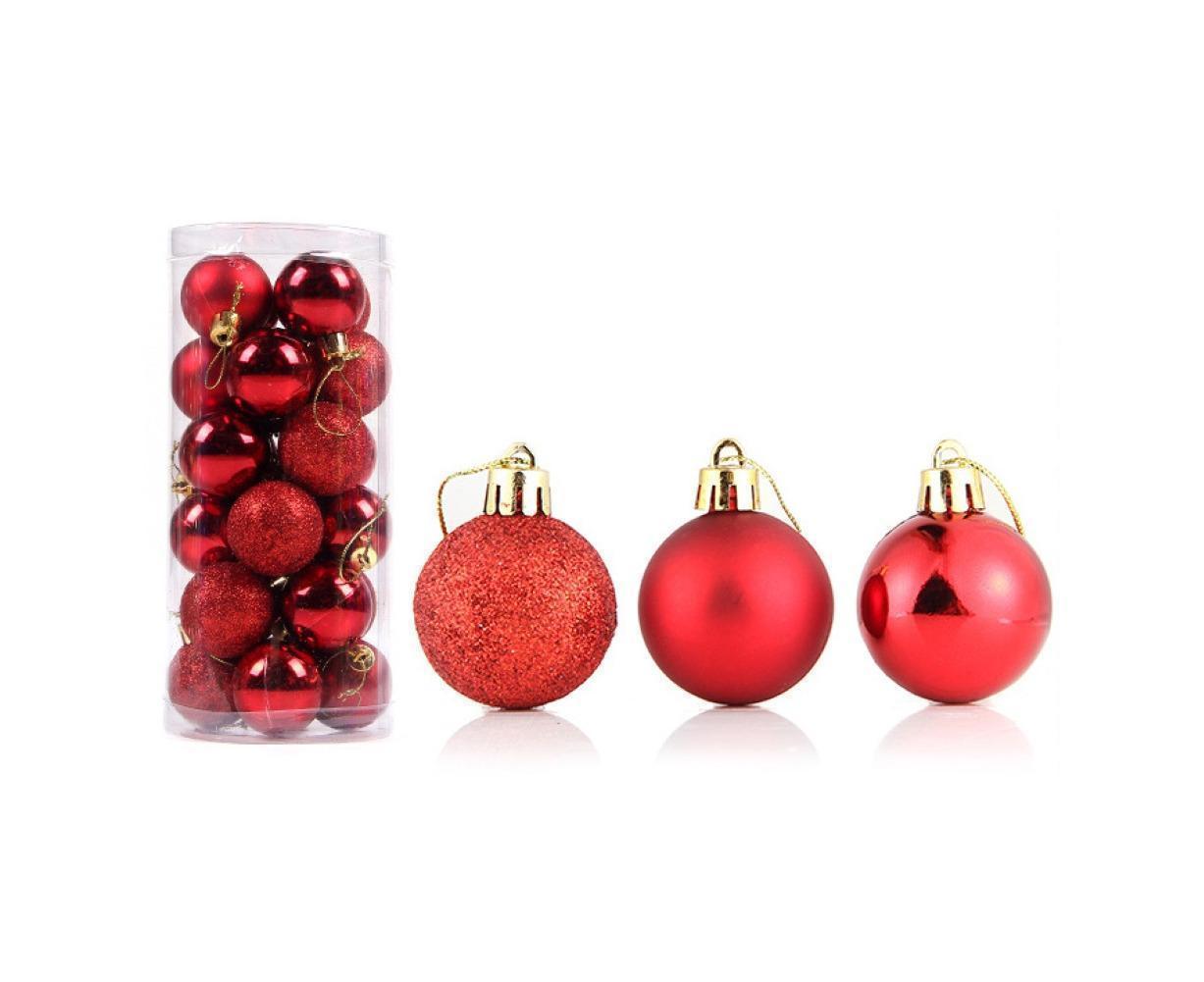 24Pcs Christmas Ball Delicate Reusable High Gloss Xmas Tree Decor Ball Pendant Home Decor-Red 4cm V1263-JX-800