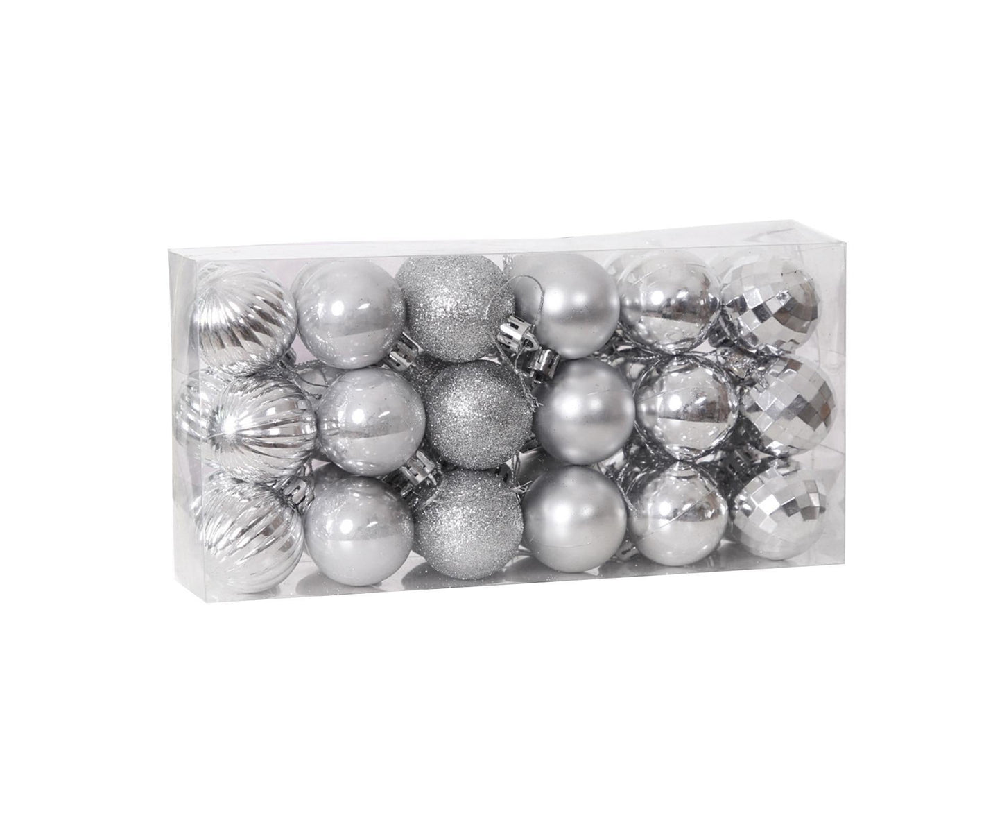 36Pcs Xmas Glitter Ball Decor-Silver V1263-JX-803