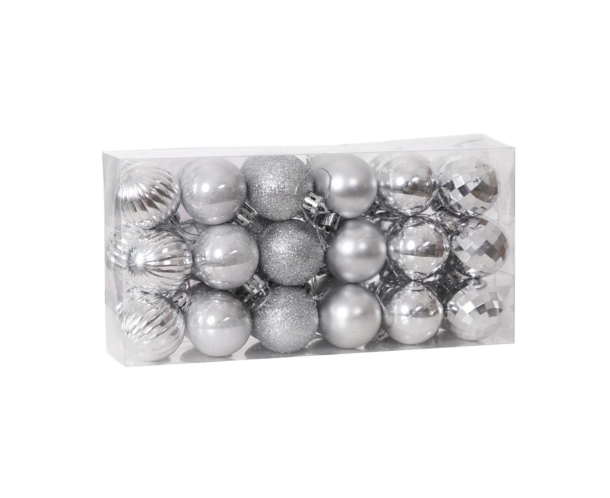 36Pcs Xmas Glitter Ball Decor-Silver V1263-JX-803