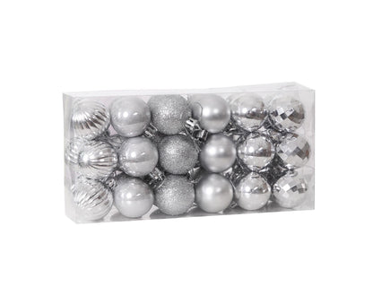 36Pcs Xmas Glitter Ball Decor-Silver V1263-JX-803