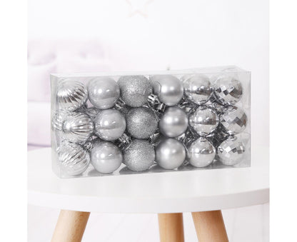 36Pcs Xmas Glitter Ball Decor-Silver V1263-JX-803