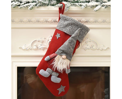 Doll Design Christmas Stocking with Lanyard Flannel New Year Candy Xmas Stocking Tree Decoration-Red V1263-JX-806