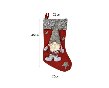 Doll Design Christmas Stocking with Lanyard Flannel New Year Candy Xmas Stocking Tree Decoration-Red V1263-JX-806
