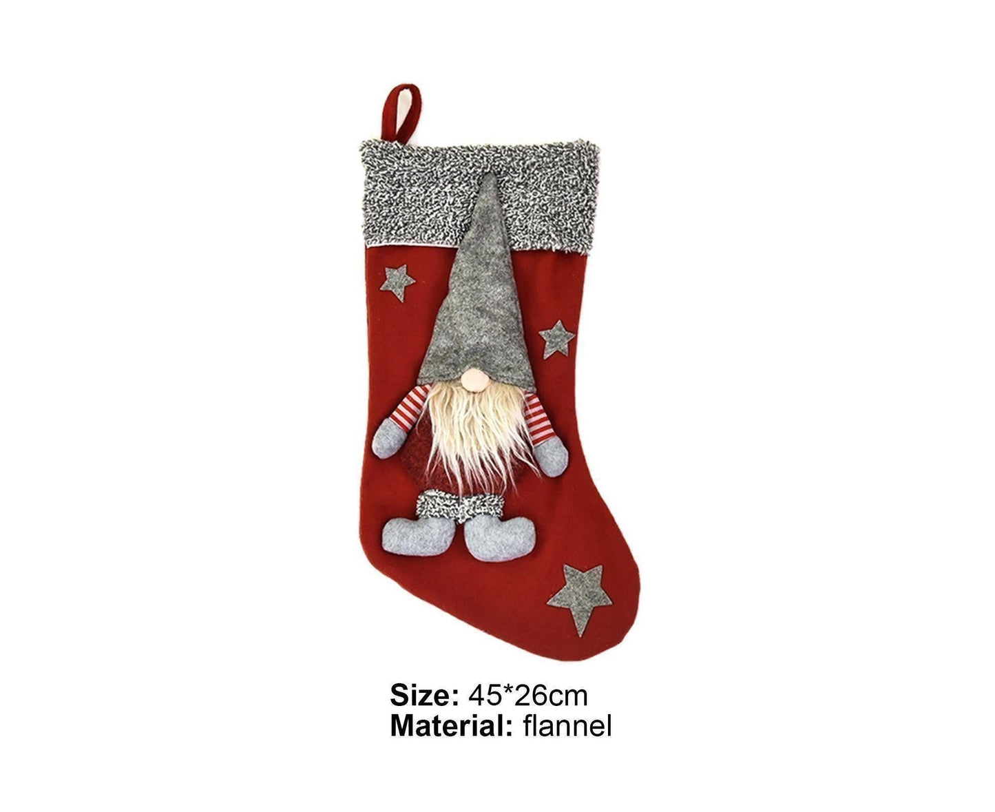 Doll Design Christmas Stocking with Lanyard Flannel New Year Candy Xmas Stocking Tree Decoration-Red V1263-JX-806