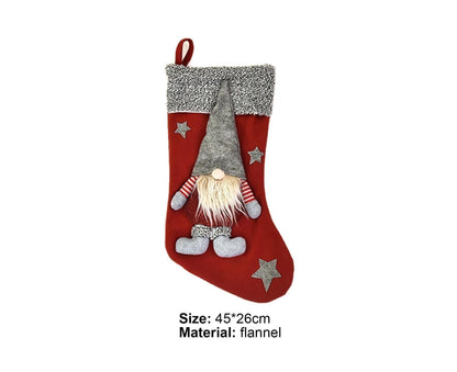 Doll Design Christmas Stocking with Lanyard Flannel New Year Candy Xmas Stocking Tree Decoration-Red V1263-JX-806