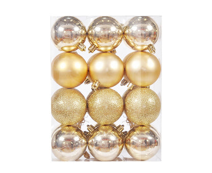 24Pcs Xmas Balls Glitter-Golden 4cm V1263-JX-808