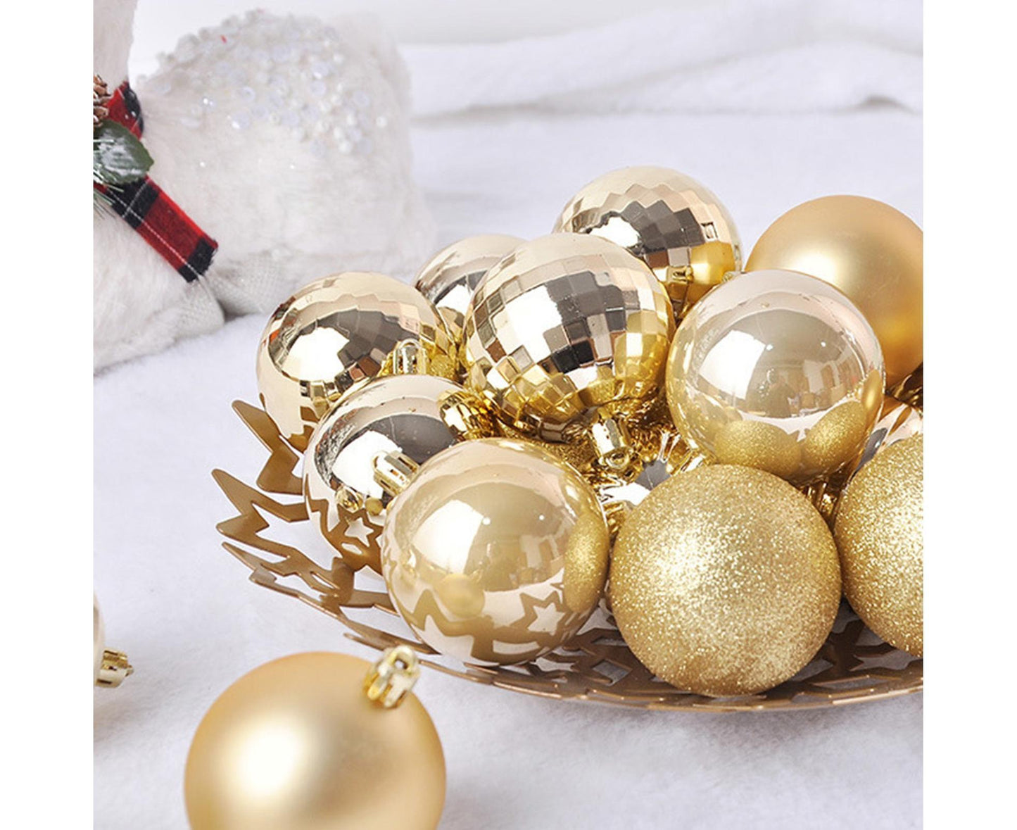 24Pcs Xmas Balls Glitter-Golden 4cm V1263-JX-808