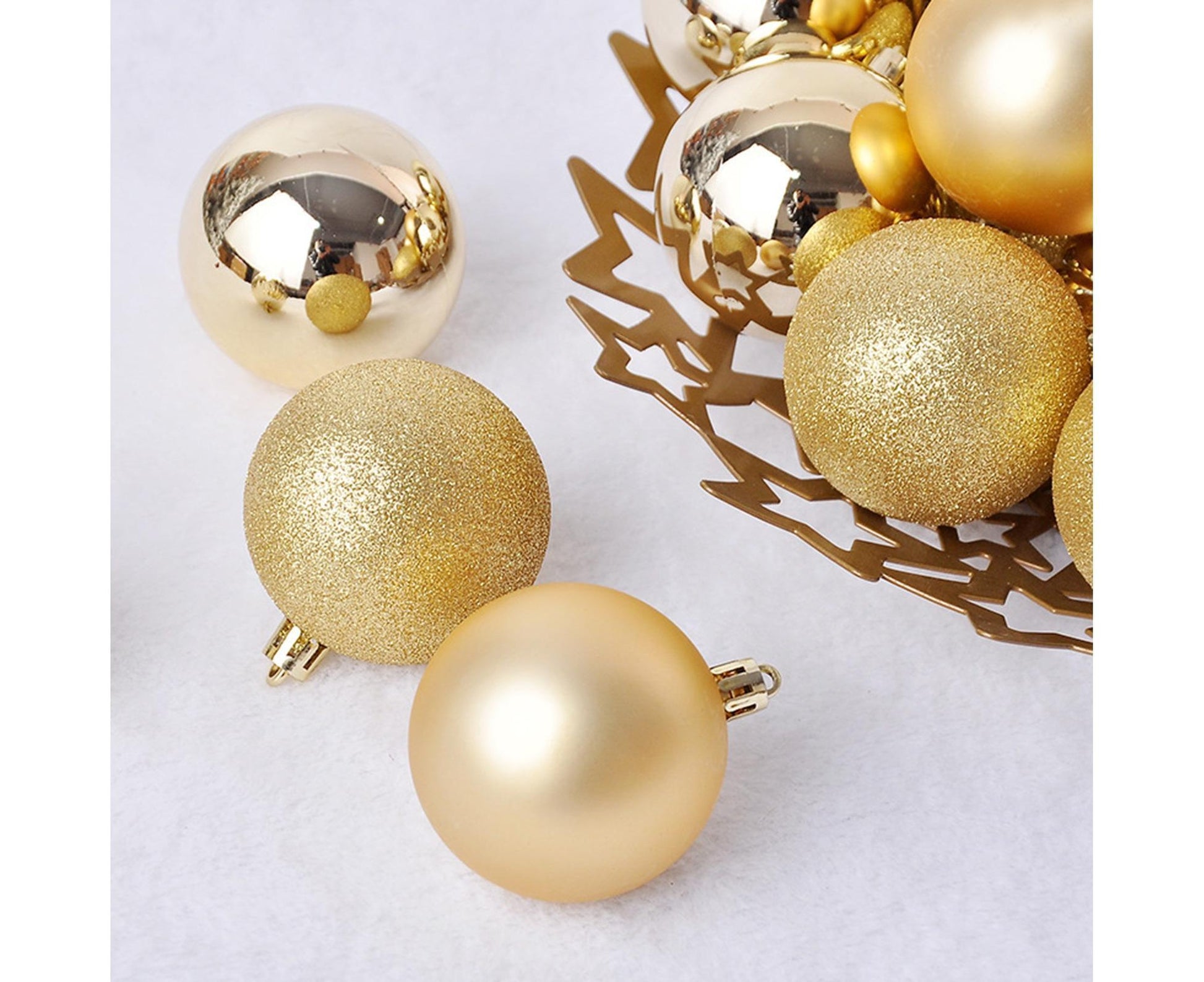 24Pcs Xmas Balls Glitter-Golden 4cm V1263-JX-808