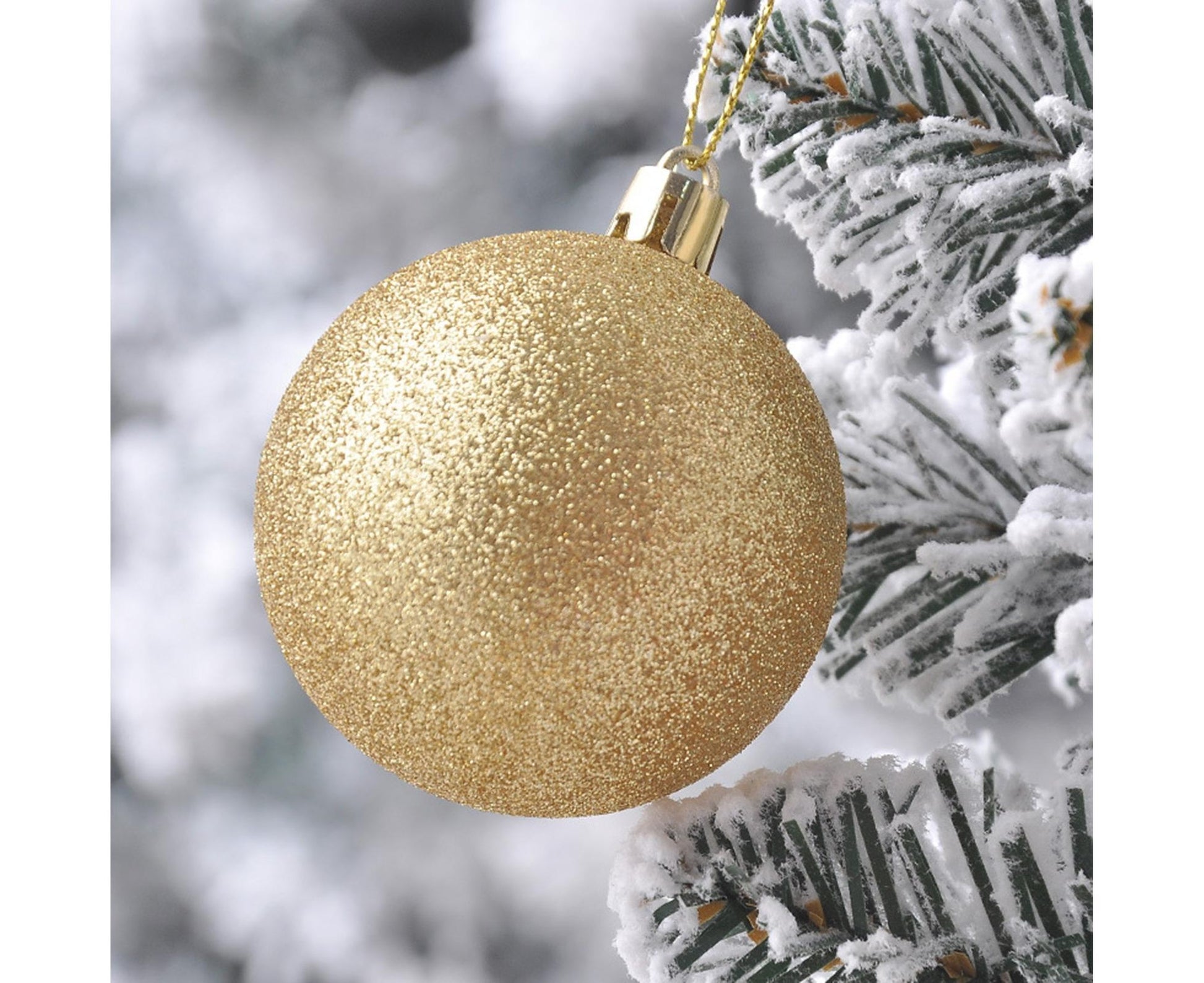 24Pcs Xmas Balls Glitter-Golden 4cm V1263-JX-808