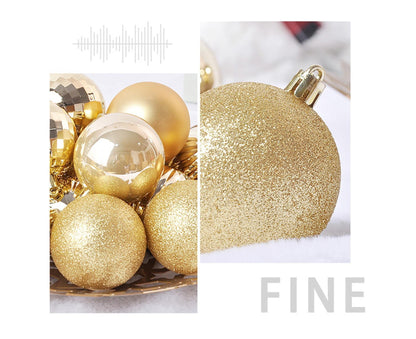 24Pcs Xmas Balls Glitter-Golden 4cm V1263-JX-808