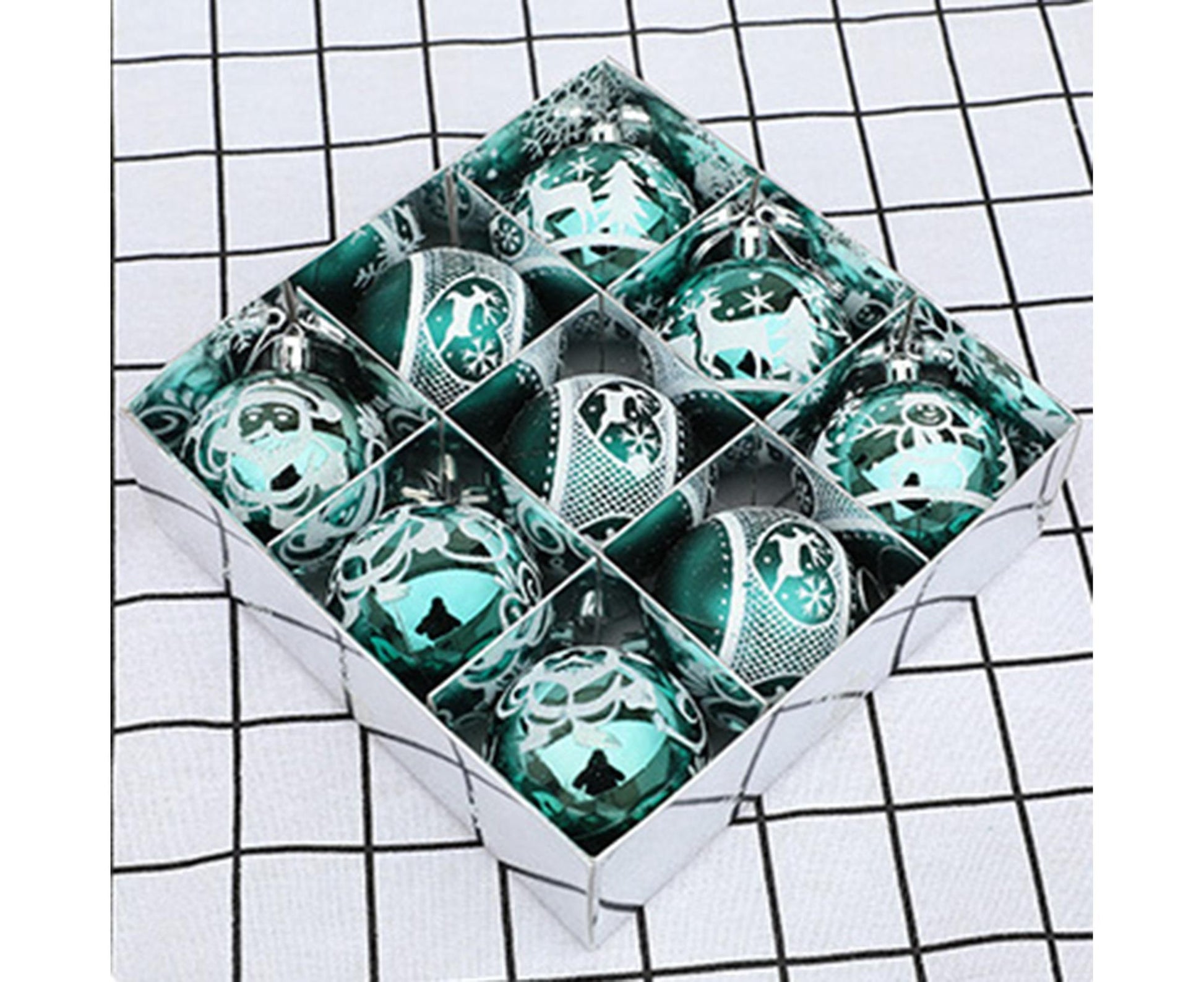 Xmas Ball Pendant Painted Balls-Green V1263-JX-813