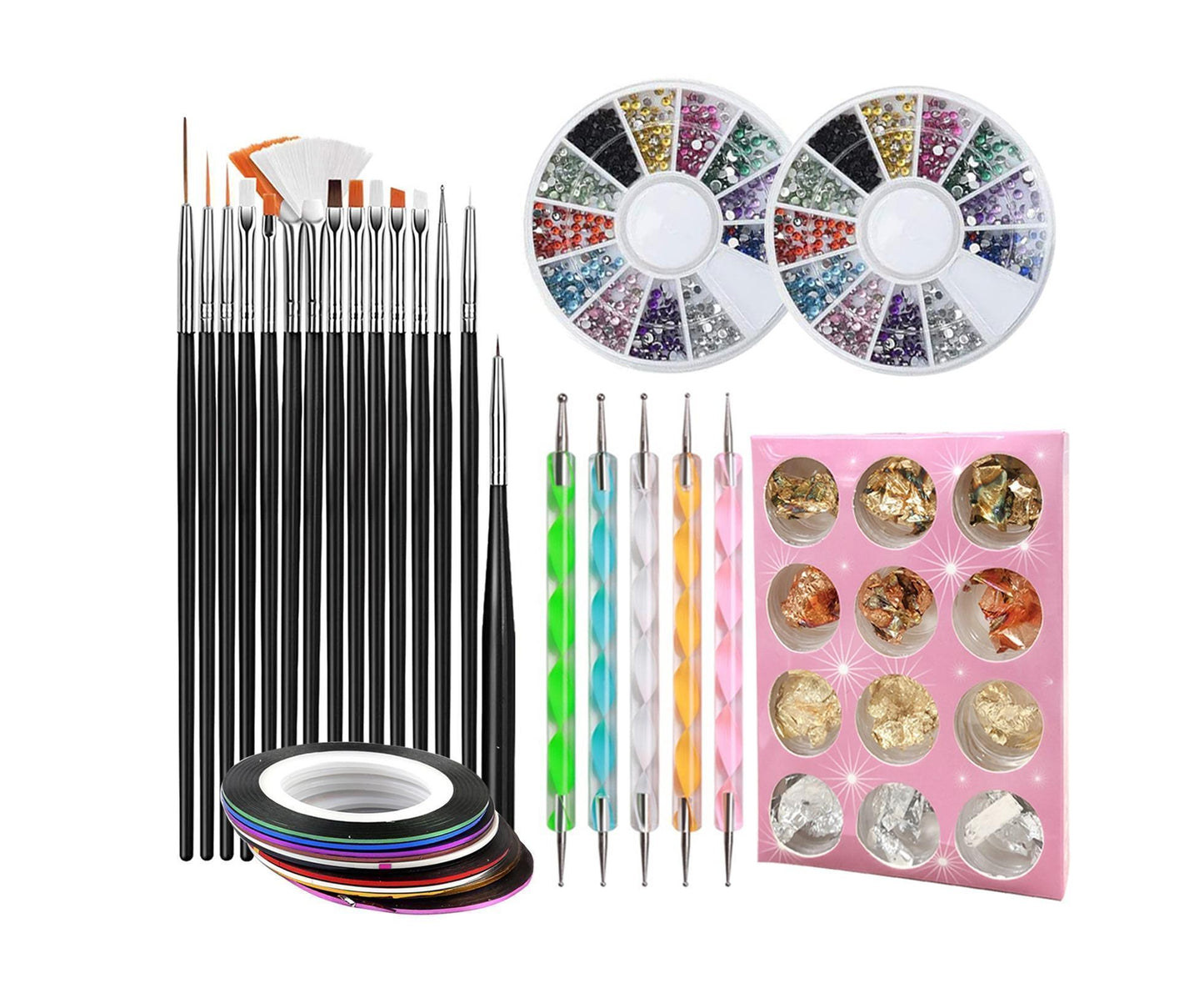 1Set Nail Art Set Exquisite Sturdy Plastic Professional Nail Polishing Tool for Home-Black V1263-JX-826