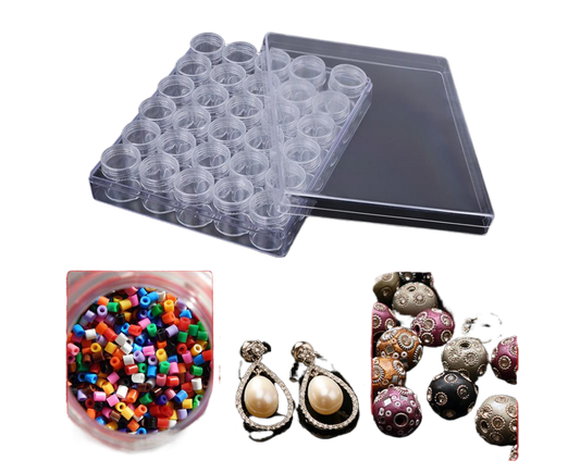 30 Jars Plastic Transparent Nail Art Rhinestone Storage Box Jewelry Organizer V1263-JX-840