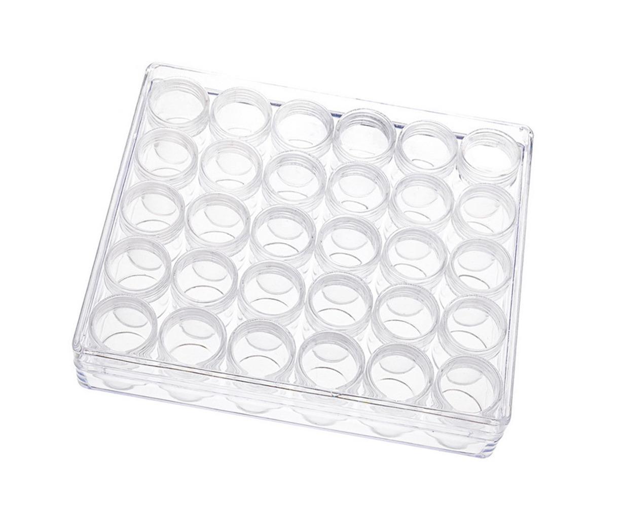 30 Jars Plastic Transparent Nail Art Rhinestone Storage Box Jewelry Organizer V1263-JX-840