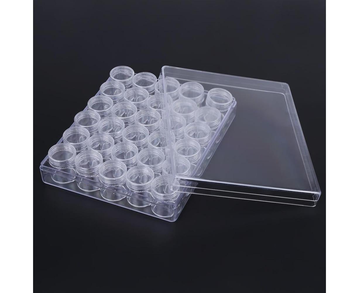 30 Jars Plastic Transparent Nail Art Rhinestone Storage Box Jewelry Organizer V1263-JX-840