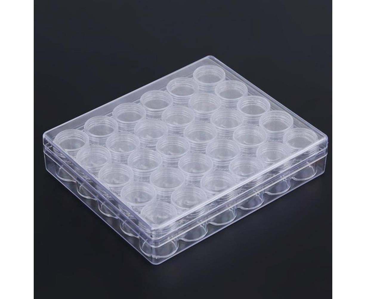 30 Jars Plastic Transparent Nail Art Rhinestone Storage Box Jewelry Organizer V1263-JX-840