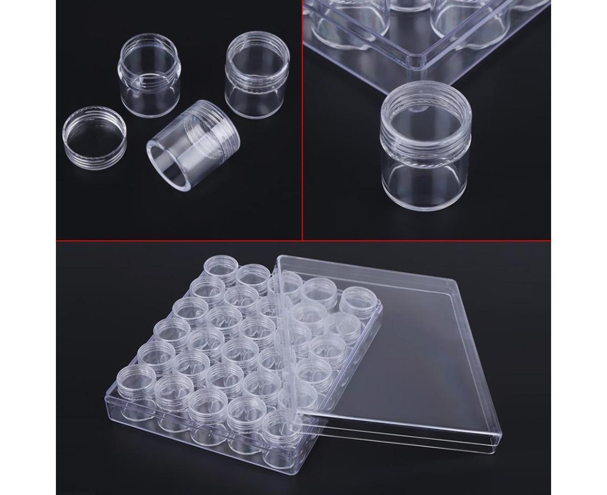 30 Jars Plastic Transparent Nail Art Rhinestone Storage Box Jewelry Organizer V1263-JX-840