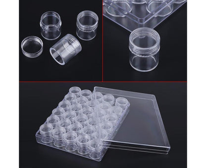 30 Jars Plastic Transparent Nail Art Rhinestone Storage Box Jewelry Organizer V1263-JX-840