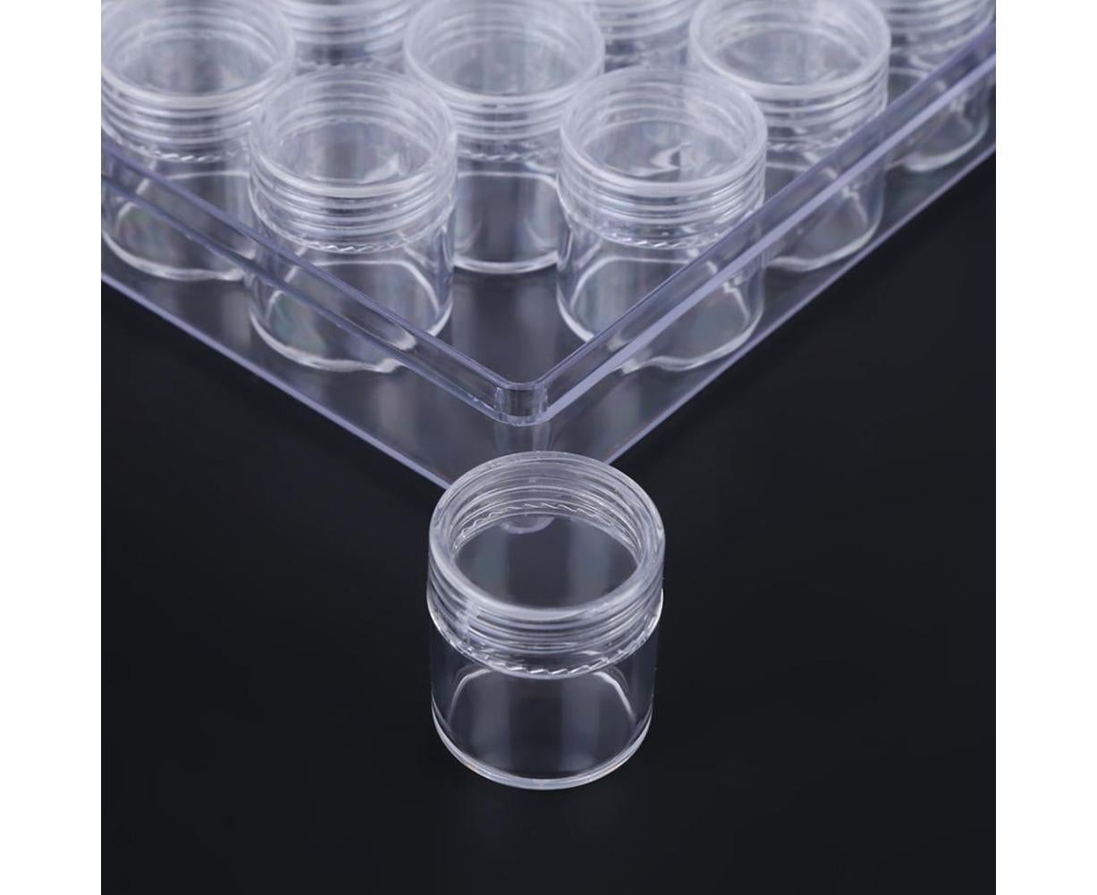 30 Jars Plastic Transparent Nail Art Rhinestone Storage Box Jewelry Organizer V1263-JX-840