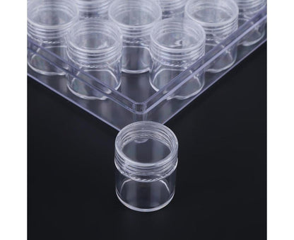 30 Jars Plastic Transparent Nail Art Rhinestone Storage Box Jewelry Organizer V1263-JX-840