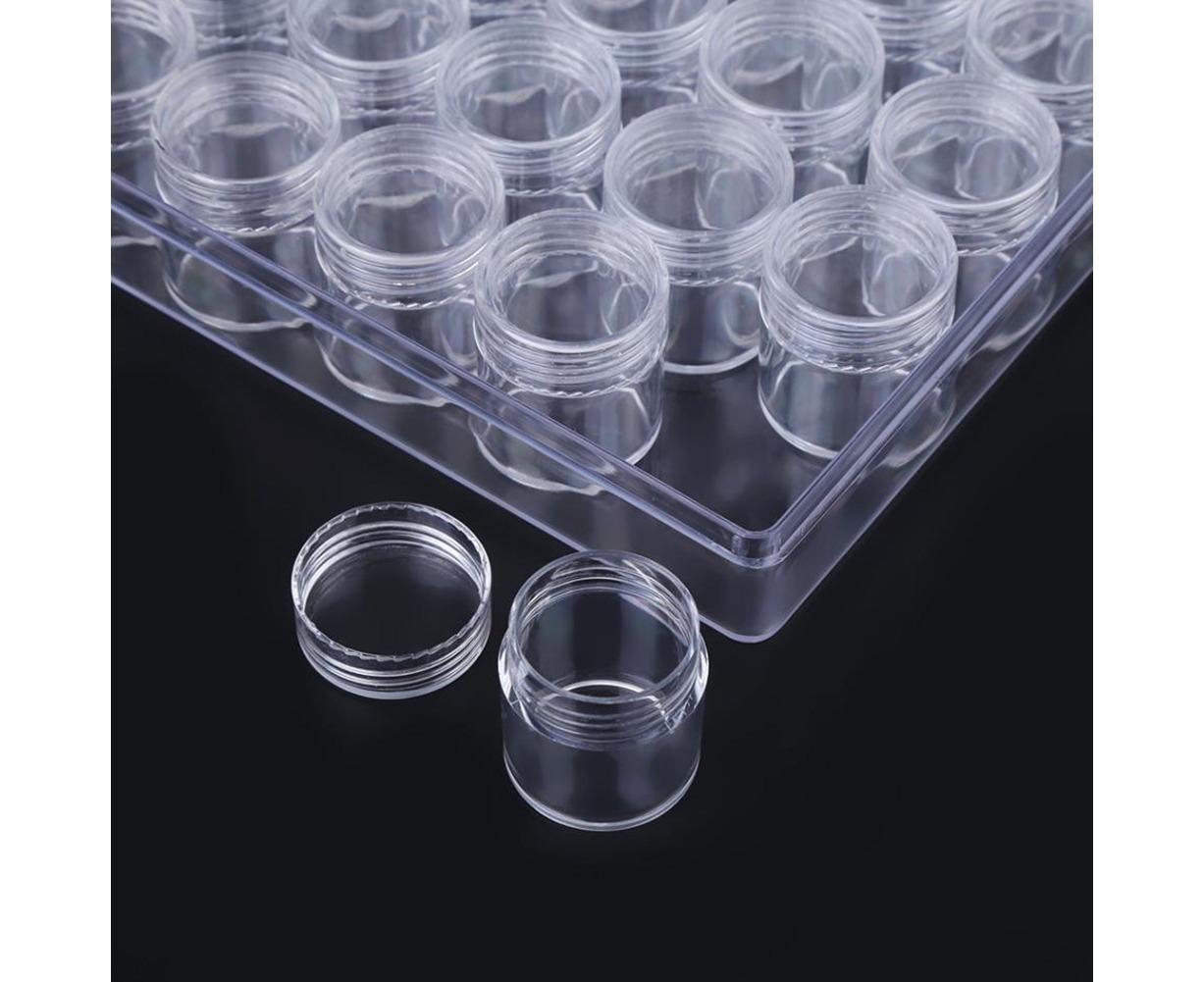 30 Jars Plastic Transparent Nail Art Rhinestone Storage Box Jewelry Organizer V1263-JX-840