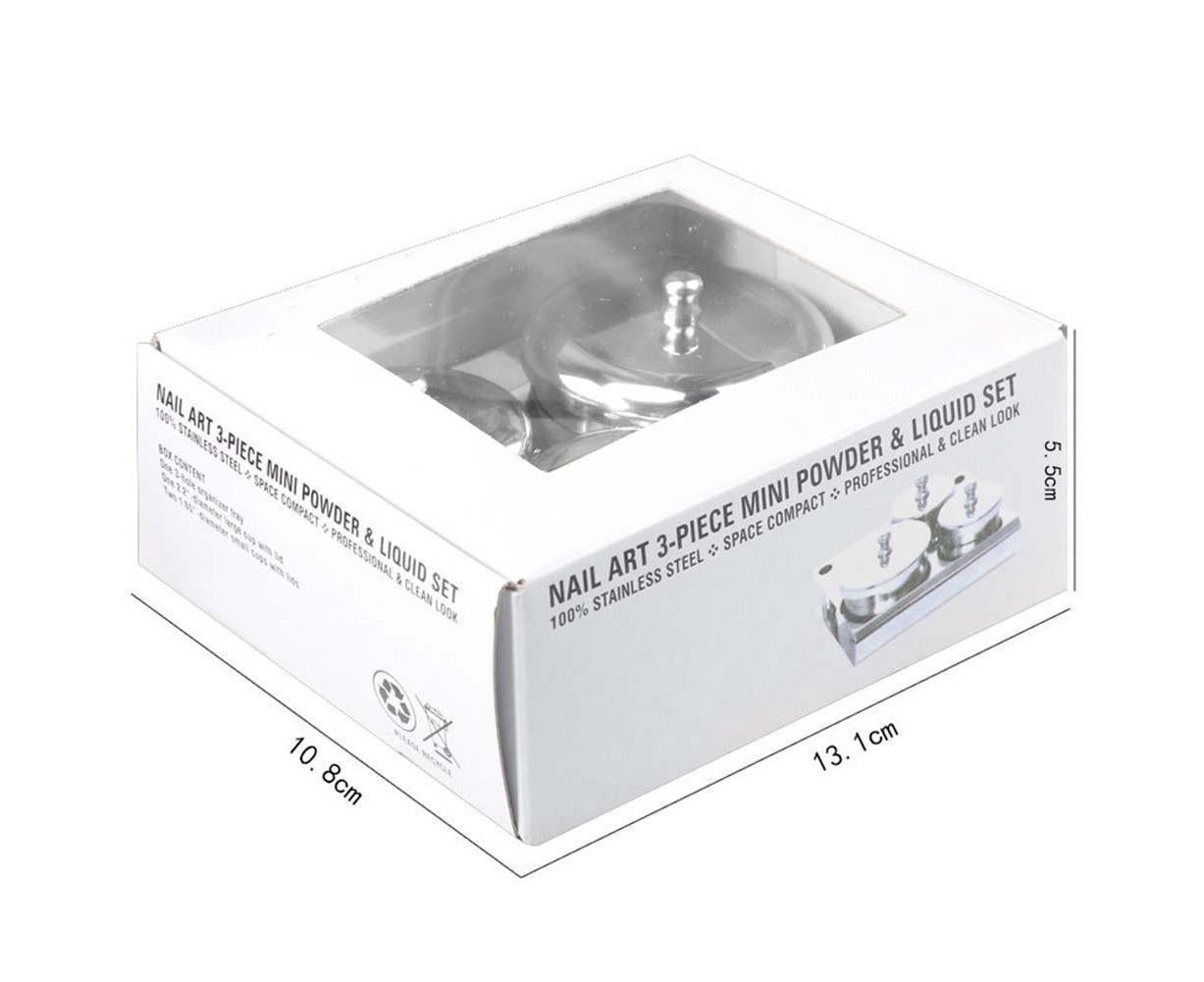 3Pcs Manicure Liquid Cup Acrylic Powder Organizer Tray with Nail Brush Holder V1263-JX-845