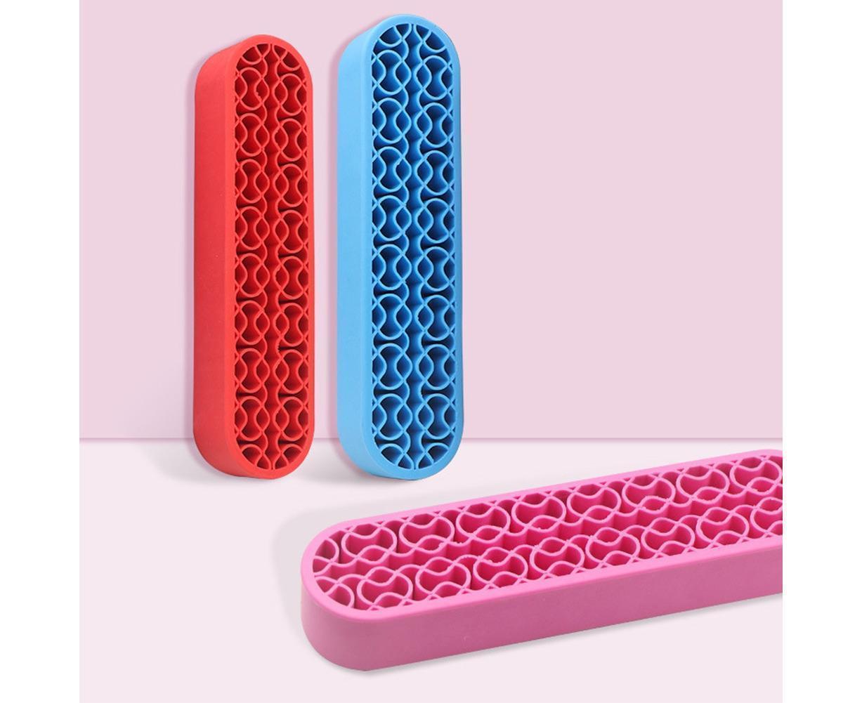 Silicone Nail Pen Holder Makeup Brush Display Stand Storage Case Desk Organizer-Pink V1263-JX-853