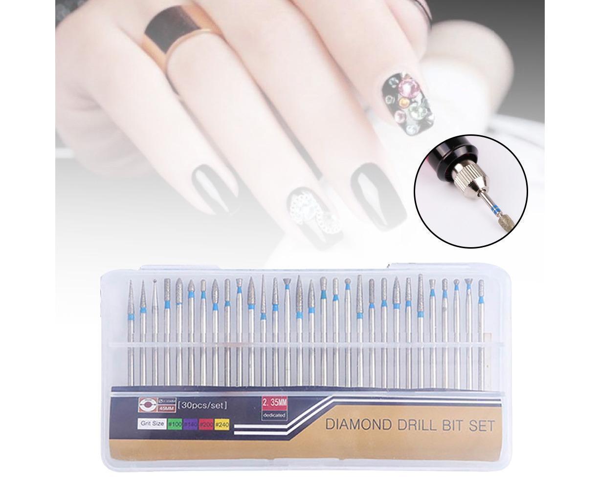 30Pcs Tungsten Steel Nail Drill Bits Manicure Pedicure Gel Polish Removal Tool-C V1263-JX-859