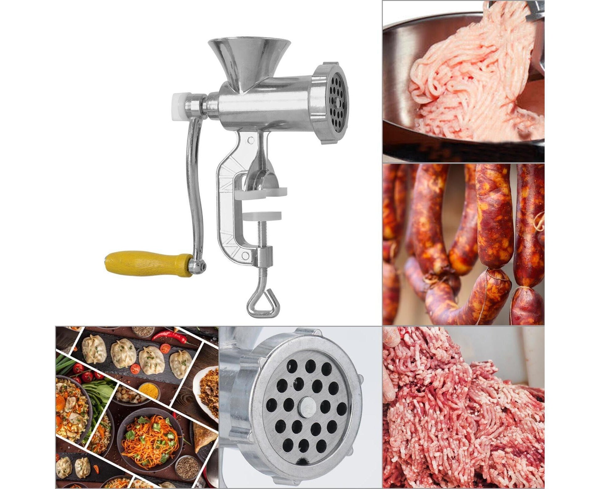 Hand Sausage Filler Maker Manual Kitchen Meat Grinder Mincer Stuffer Table V1263-JX-860