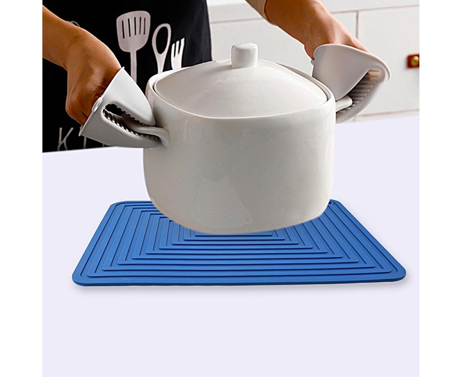 Table Mat Silicone Rectangular - Navy Blue V1263-JX-867