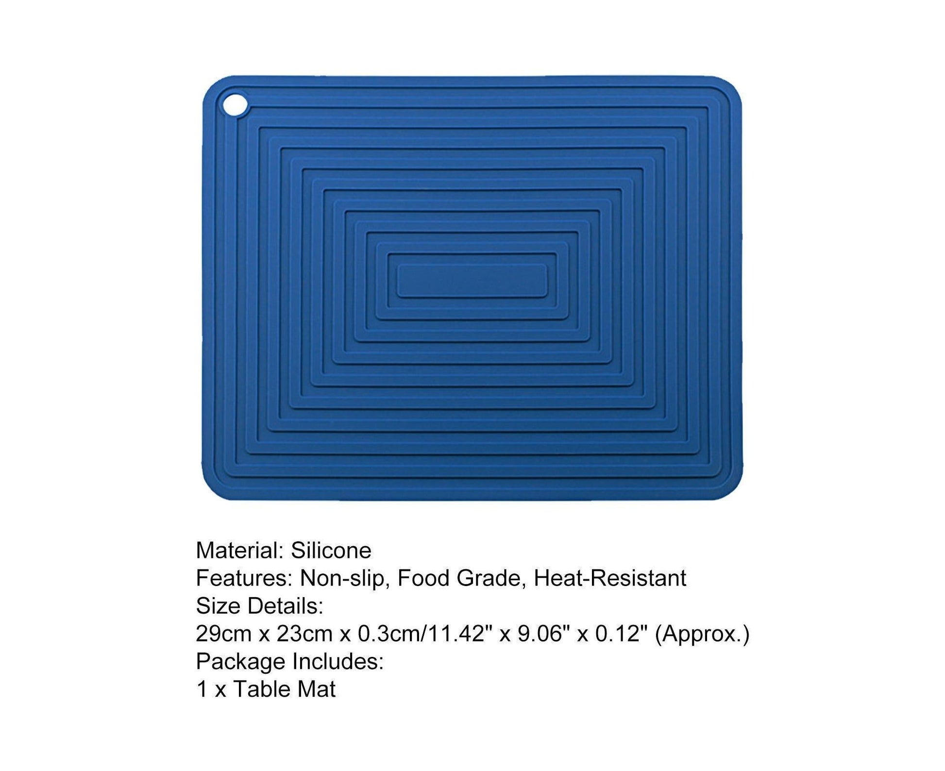 Table Mat Silicone Rectangular - Navy Blue V1263-JX-867