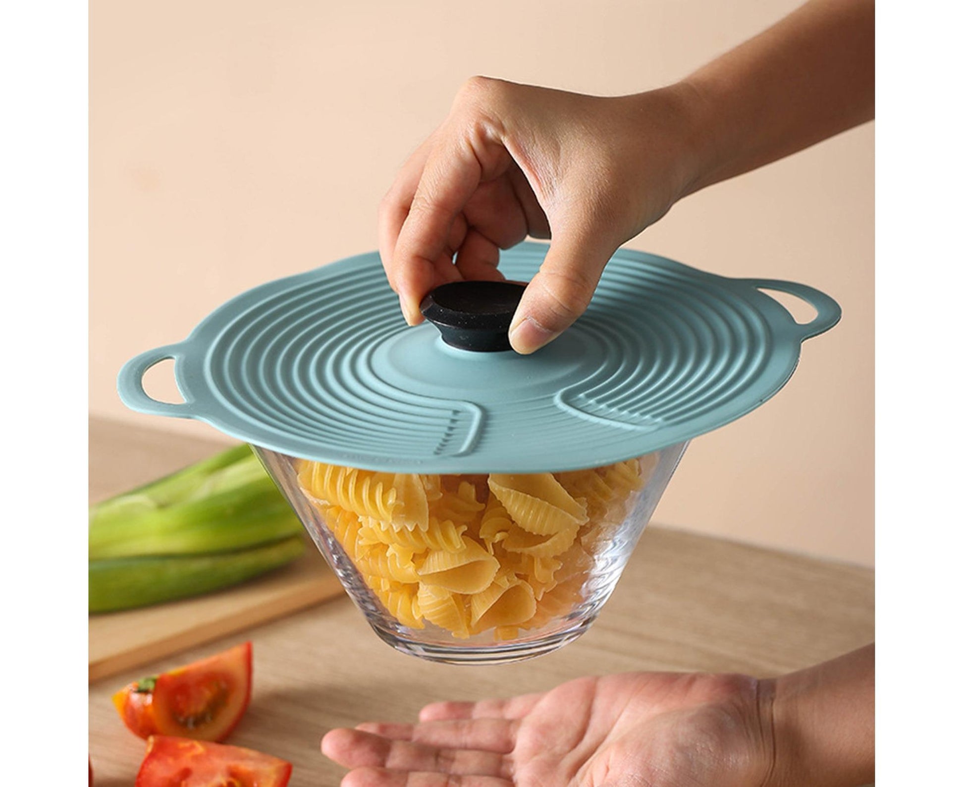 Pot Lid Reusable Heat-resistant Silicone Leak Proof Fresh-keeping Cover for Kitchen-Light Blue XL V1263-JX-871