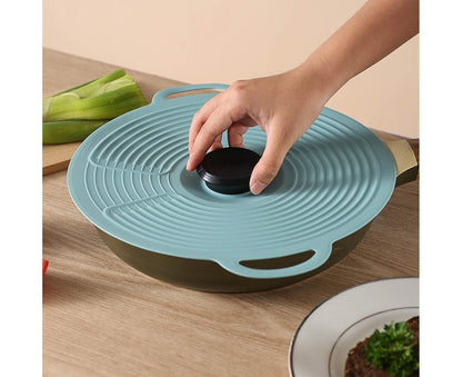 Pot Lid Reusable Heat-resistant Silicone Leak Proof Fresh-keeping Cover for Kitchen-Light Blue XL V1263-JX-871