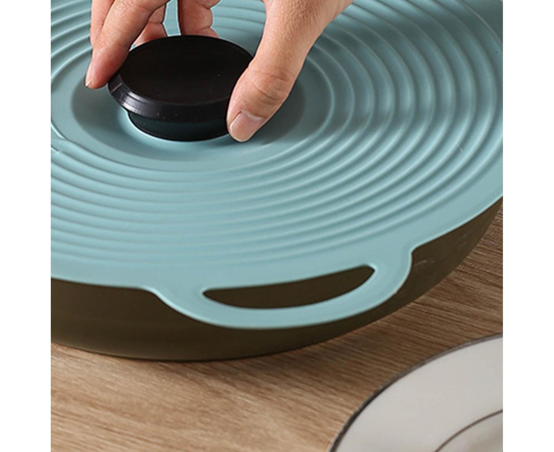 Pot Lid Reusable Heat-resistant Silicone Leak Proof Fresh-keeping Cover for Kitchen-Light Blue XL V1263-JX-871