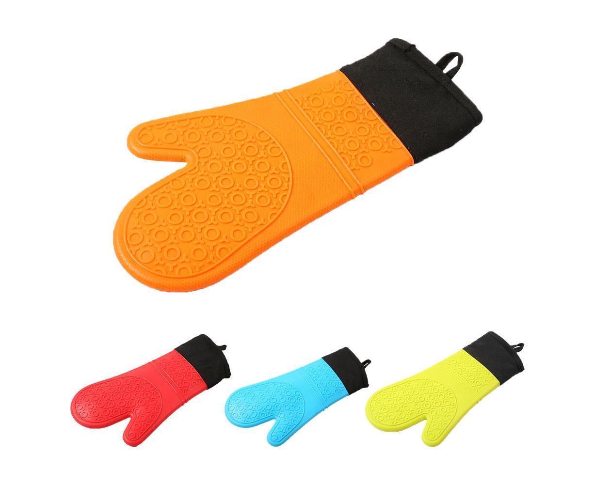 Kitchen Anti-sbabies Heat Resistant Silicone Glove Oven Pot Baking Cooking Mitt-Orange V1263-JX-873