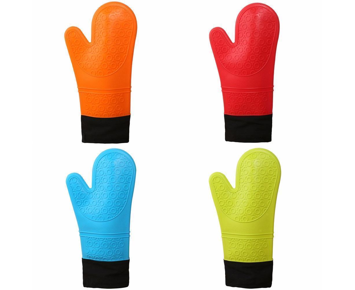 Kitchen Anti-sbabies Heat Resistant Silicone Glove Oven Pot Baking Cooking Mitt-Orange V1263-JX-873