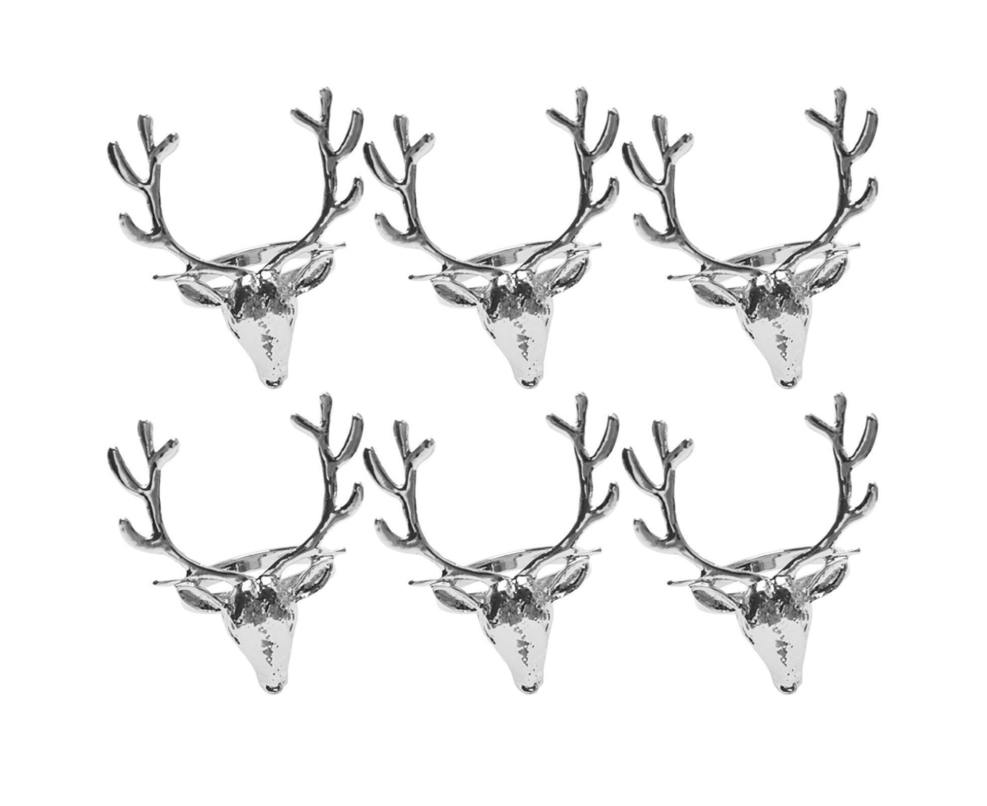 6Pcs Napkin Holder Deer Design Metal Table Decoration - Silver V1263-JX-877