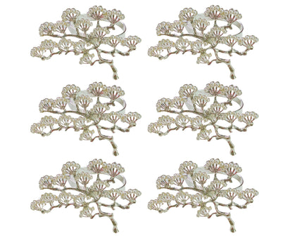 6Pcs Pine Tree Artificial Pearl Shape Napkin Ring Party Dinner Table Decoration-Silver V1263-JX-878