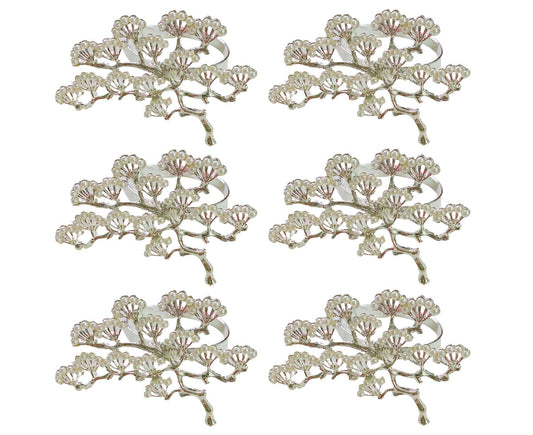 6Pcs Pine Tree Artificial Pearl Shape Napkin Ring Party Dinner Table Decoration-Silver V1263-JX-878
