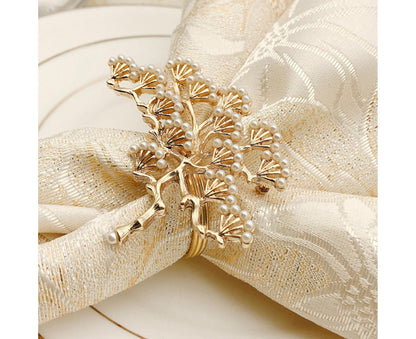 6Pcs Pine Tree Artificial Pearl Shape Napkin Ring Party Dinner Table Decoration-Silver V1263-JX-878