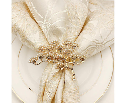 6Pcs Pine Tree Artificial Pearl Shape Napkin Ring Party Dinner Table Decoration-Silver V1263-JX-878