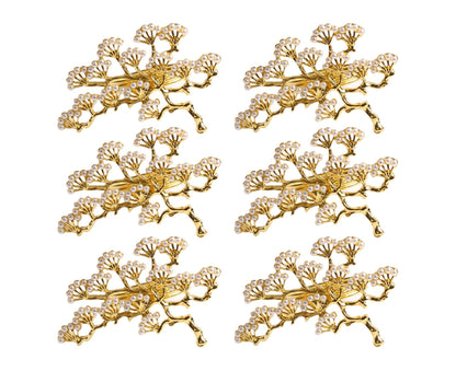 6Pcs Pine Tree Artificial Pearl Shape Napkin Ring Party Dinner Table Decoration-Silver V1263-JX-878