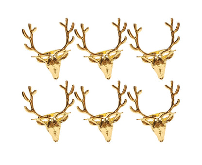 6Pcs Napkin Holder Deer Design Metal Table Decoration - Golden V1263-JX-880