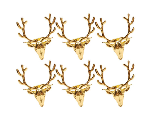 6Pcs Napkin Holder Deer Design Metal Table Decoration - Golden V1263-JX-880