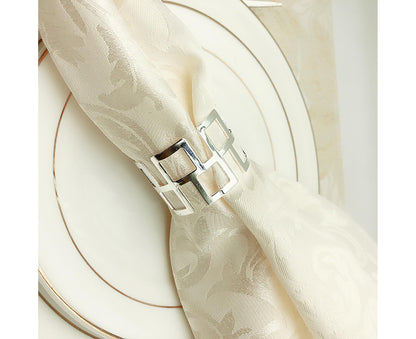 6Pcs Napkin Buckle Exquisite Elegant Fashion Table Decoration Napkin Rings for Kitchen-Silver V1263-JX-882