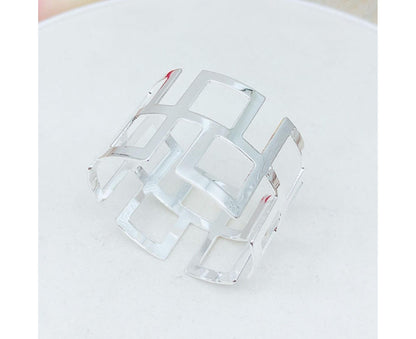 6Pcs Napkin Buckle Exquisite Elegant Fashion Table Decoration Napkin Rings for Kitchen-Silver V1263-JX-882