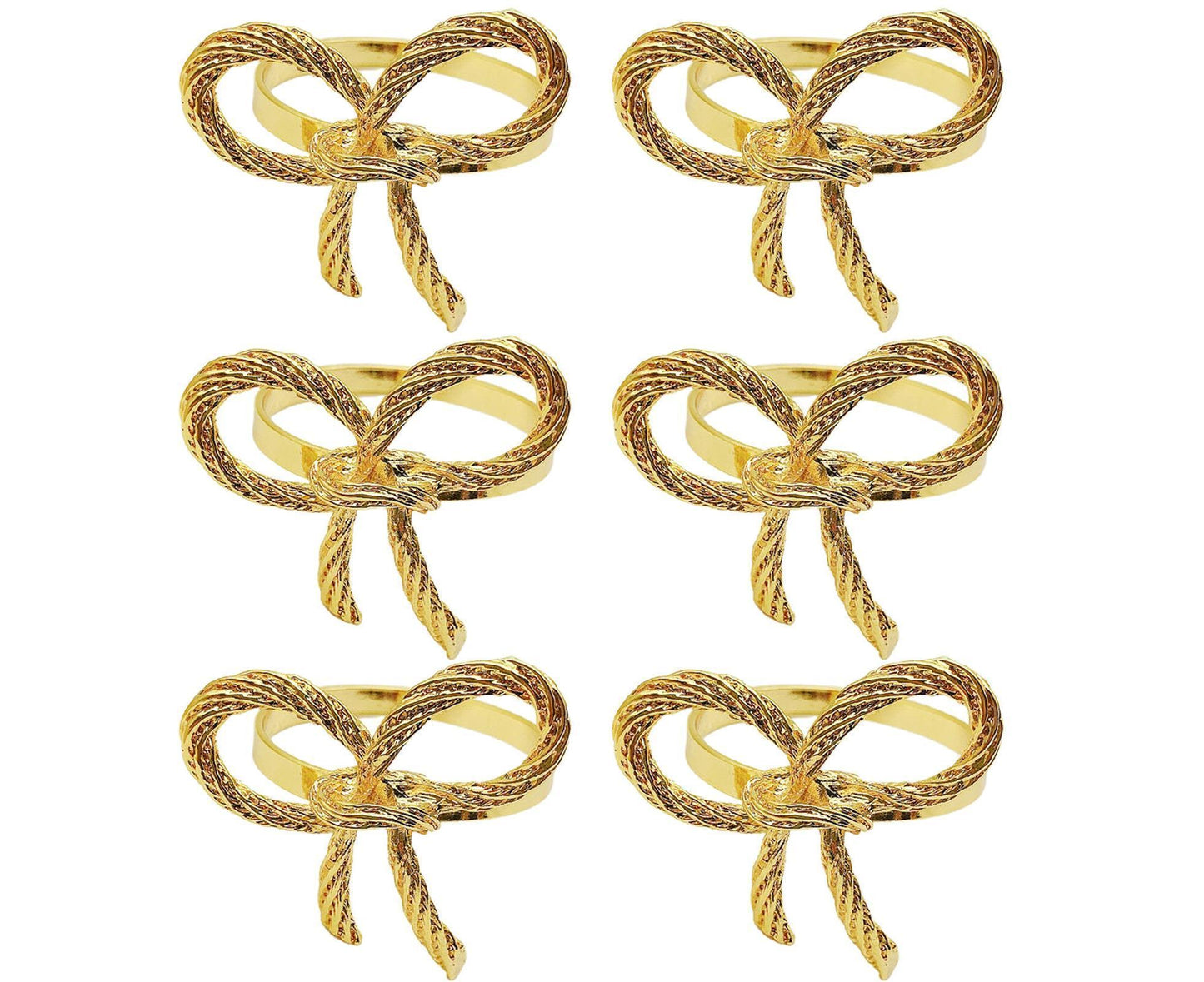 6Pcs Simple Bowknot Napkin Ring Buckle Holder Wedding Banquet Party Table Decor-Golden V1263-JX-883